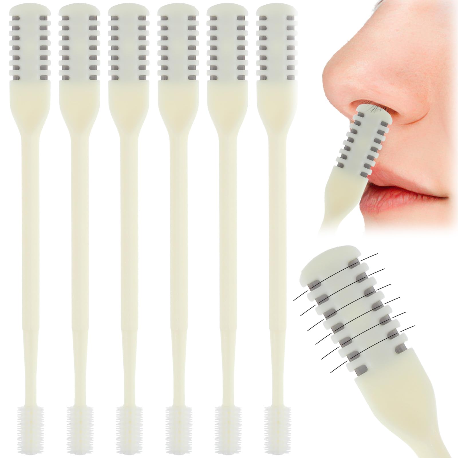 6 pcs Nose Hair Trimmer for Men Women Nasal Cutter 2-in-1 Nasal Hair Cutter Mini Double Sided NasalHair