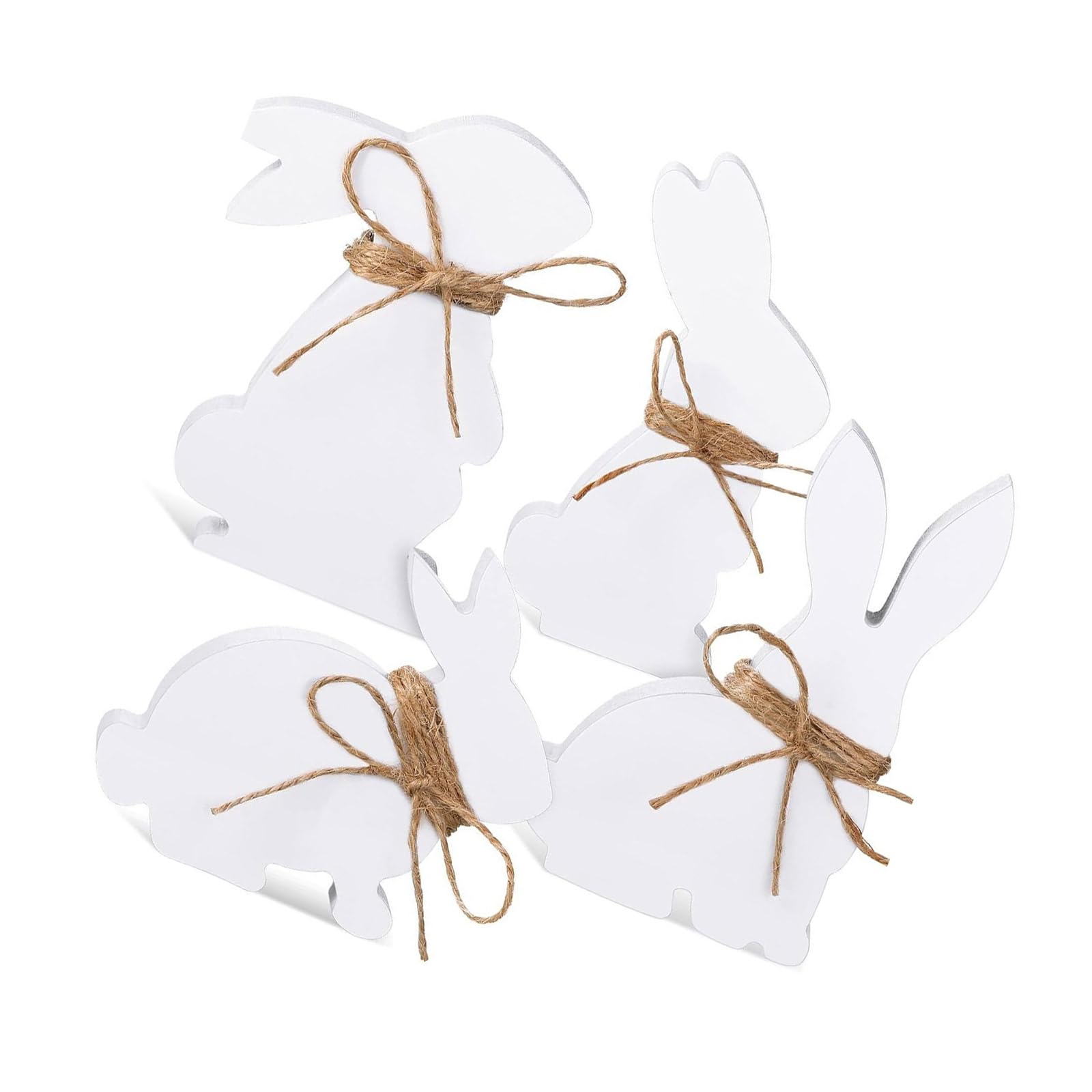 Tsophreniq 4Pieces Bunnies Shape Wood Sign Rabbits Figurine Wood Table Ornament Tiered Tray Decoration for Farmhouses Wedding Decorations
