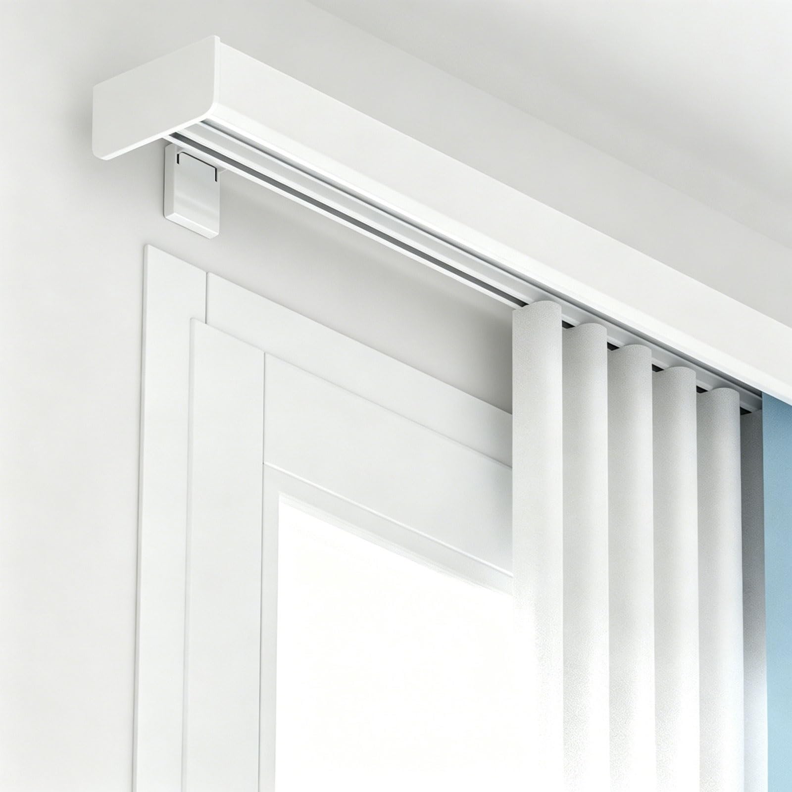 Ceiling Double Curtain Track Heavy-Duty Curtains Rails Wall Mount Curtain Pelmet Box Room Divider Easy Install for Bedroom Living Room Hotel(Top-mounted,4.4m/14.4ft)