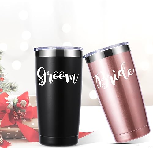 Miniatura 6 de Vaso de 20 onzas para novio y novia, regalo de boda para pareja. Regalos de despedida de soltera para recién casados, regalos de despedida de