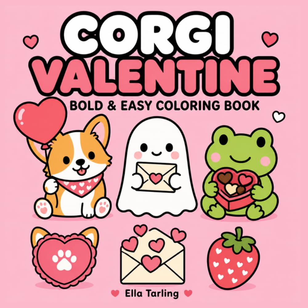 Corgi Valentine Coloring Book: Sweet Dog Coloring Pages with Hearts, Love and Feel-Good Creative Fun (Cozy Animal Coloring Series)