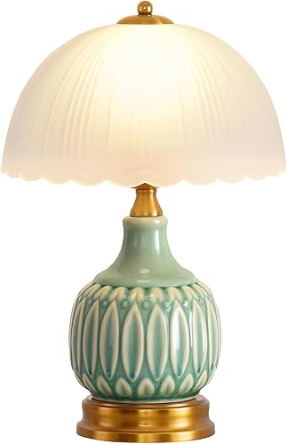 Lámparas de mesa para dormitorio, lámparas de mesa doradas vintage para dormitorio, lámpara retro de cerámica para sala de estar, mesita de noche