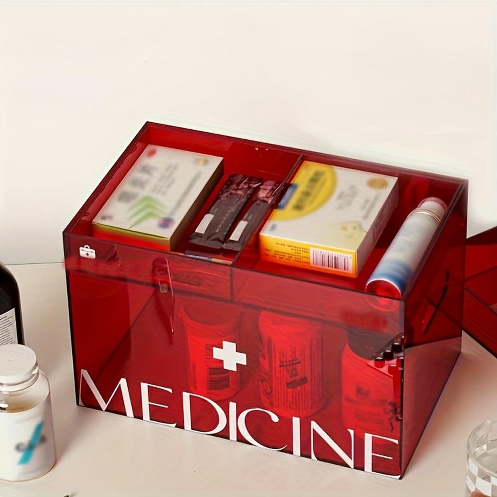 NYSDM Acryl-Familien-Medizin-Box, Aufbewahrung, staubdicht, für Zuhause, Notfall, medizinischer Griff, Erste-Hilfe-Set, große Kapazität, Aufbewahrungsbox