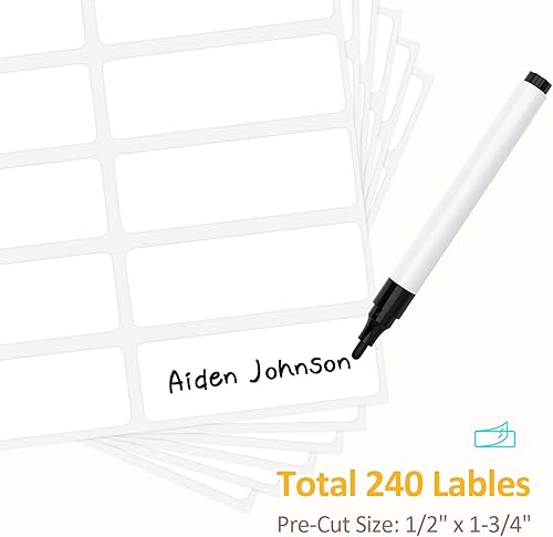Miniatura 2 de 240 etiquetas de ropa [tamaño más grande], etiquetas adhesivas sin planchado, etiquetas de nombre autoadhesivas para escribir y etiquetas de tela