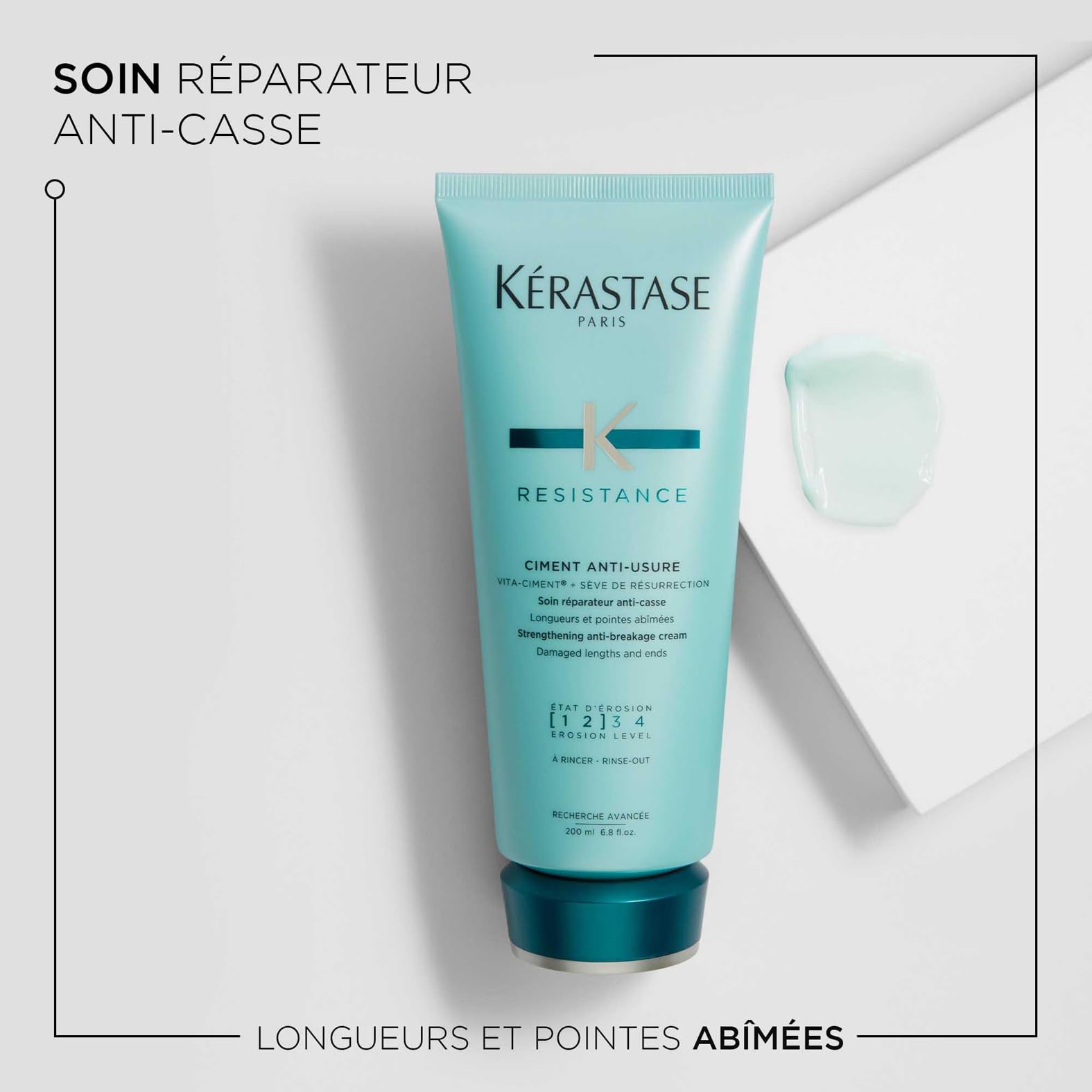 Kerastase - Gamme Résistance - Soin Ciment Anti-Usure - Soin restructurant et resurfaçant pour les cheveux fragilisés et usés - 200ml