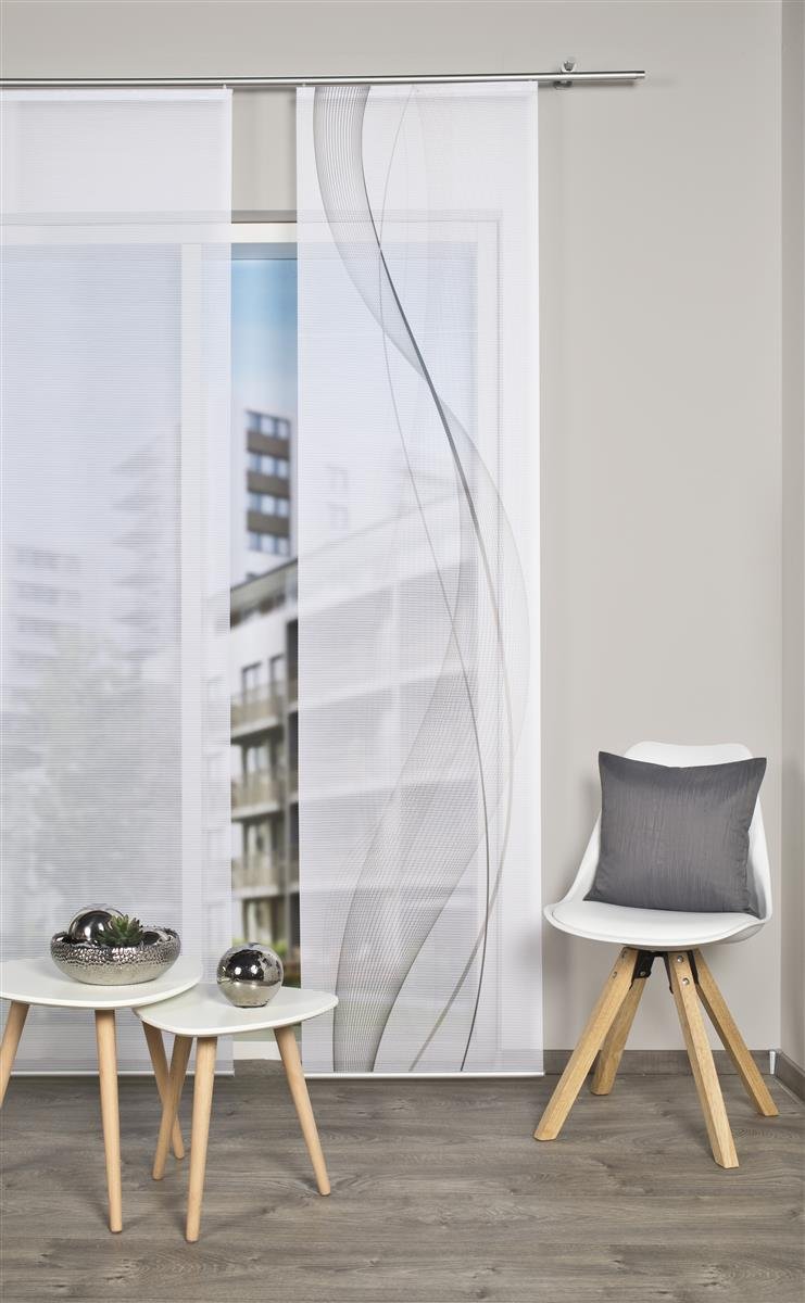Amazon.de: Home Wohnideen Schiebevorhang Digitaldruck Bambus-Optik Heights  260 x 60 cm Grau