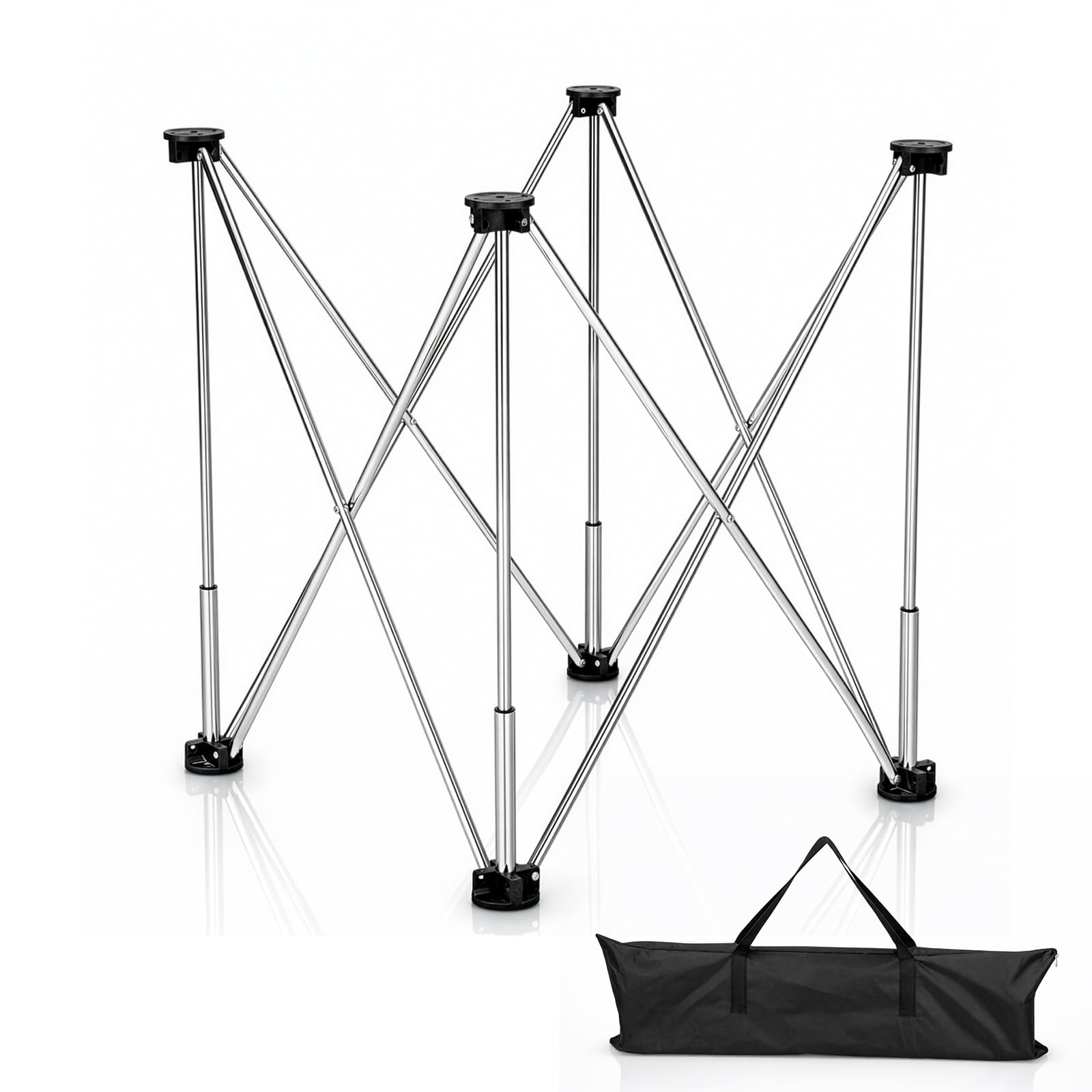Greenwhim Silver Heavy Duty Folding Workstand With Carry Bag, Max Load 280Kg Pop-Up Sawhorse/Trestle Base For Tile Slabs, Workbench Woodworking & Construction Worktop No-Assembly Portable Work Bench (4 Legs)