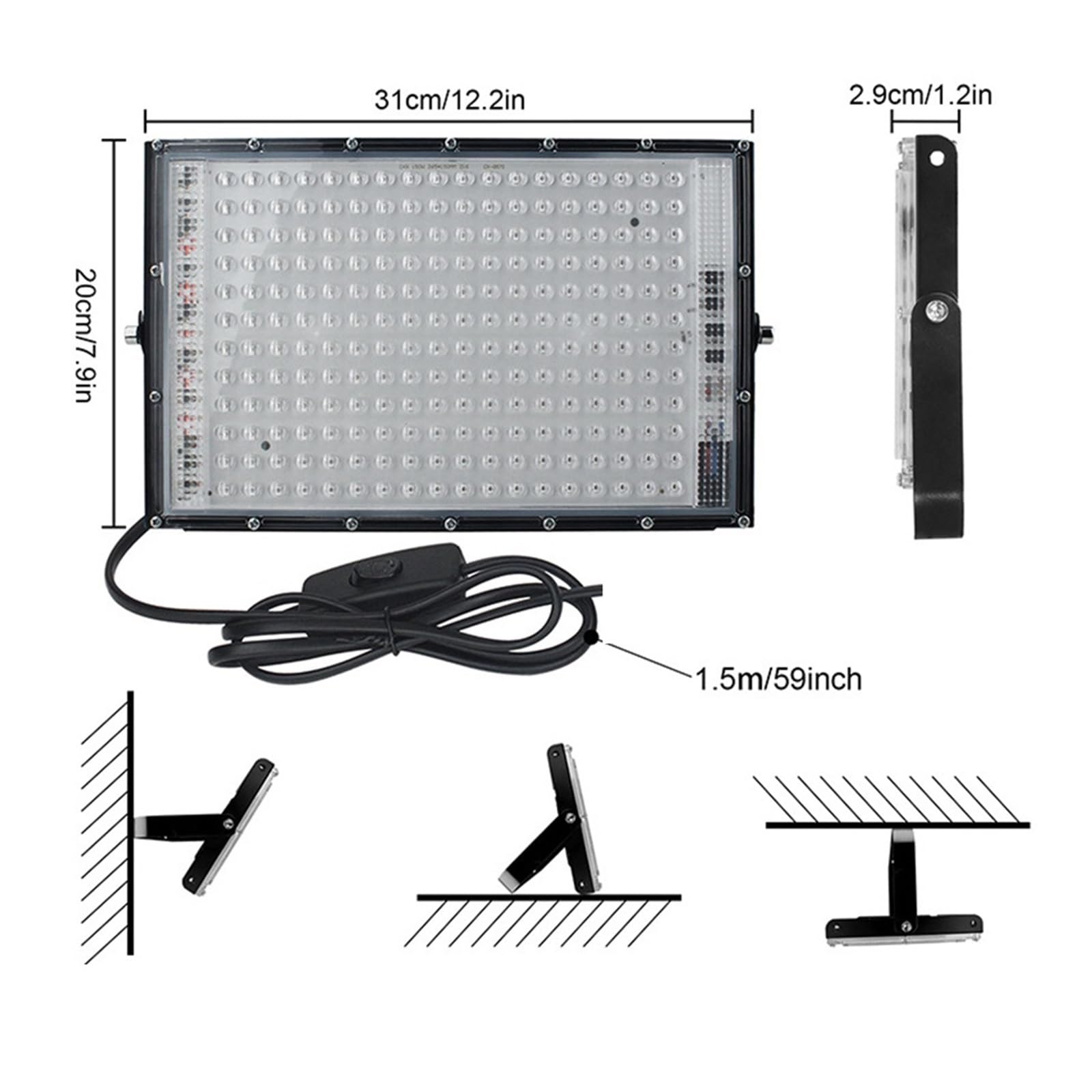 Luz LED UV, Lámpara de curado de resina UV con luz negra y reflector LED de 300 W Lámpara de detección fluorescente de 216 LED Lámpara de curado de resina UV sin sombras con pegamento Impresión 3D par
