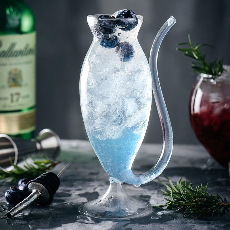 Image of Melbify Vampire Glass Sipper with Glass Straw | Set of 2 | 200 ml | Mouth Blown by Skilled Artisans | Ideal for Juice, Smoothies, Cocktail /,Mocktail | Suitable for Home, Restaurants & Bars
