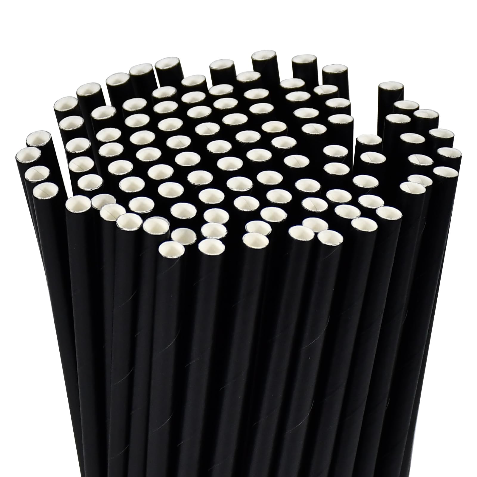 Papstar 87510 - 500 Cannucce Da Cocktail Biologiche In Carta, Colore Nero, 15 Cm X 7 Mm