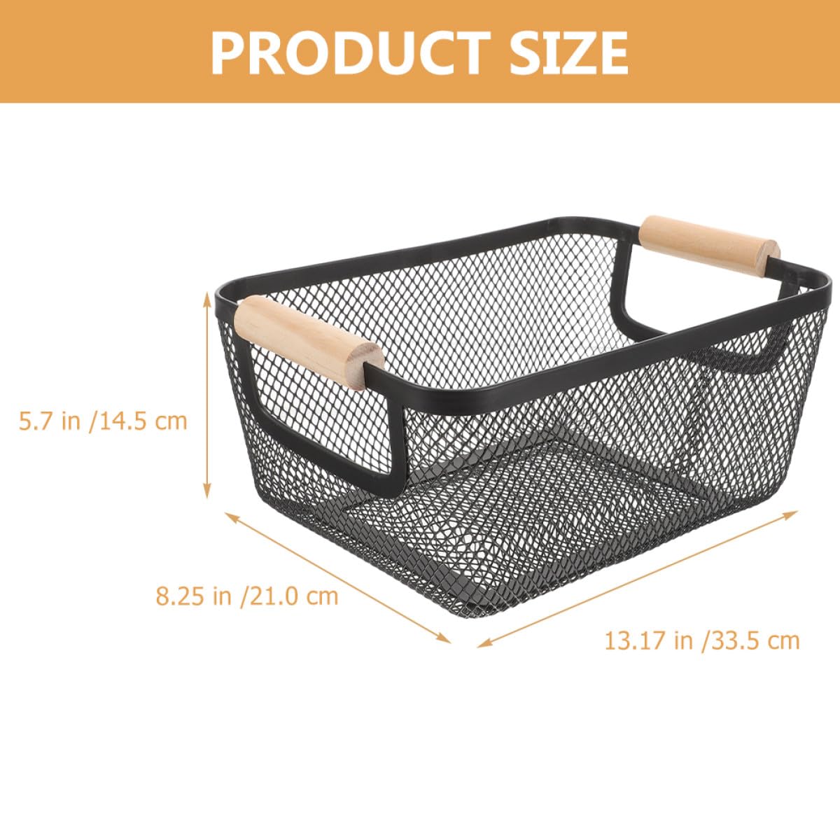 INOOMP Cesta de Gran Capacidad Rectangular de Metal Mango de Madera Estilo Nórdico para Almacenamiento y Organización en Baño y Estantes