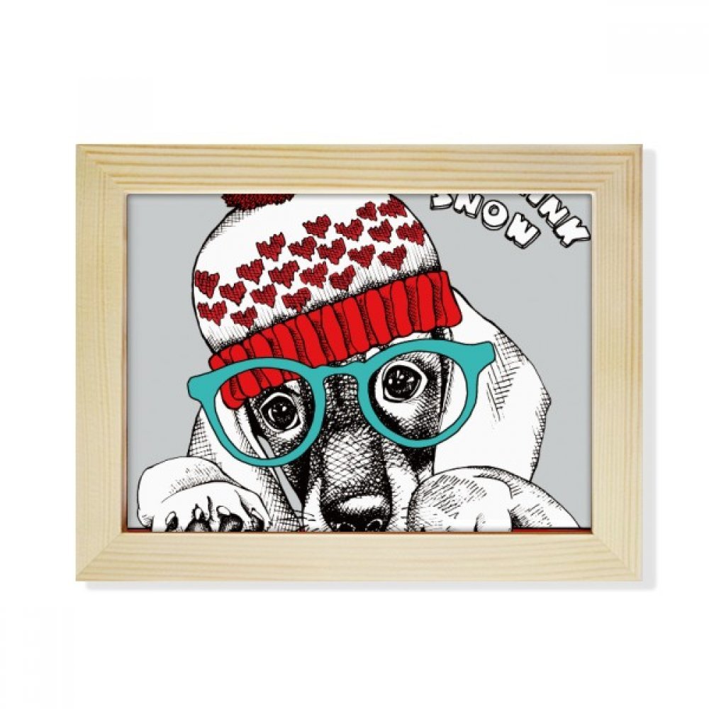 Marco de fotos 6x8 pulgadas de madera con ilustración de perro bonita