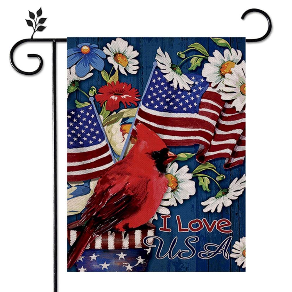 Eiazuiks4th of July Patrioctic American Garden Flag Floral Spring Double Sided Vertical Rustic Farmhouse Yard Seasonal Holiday Outdoor Decor 12×18 Inch EF072