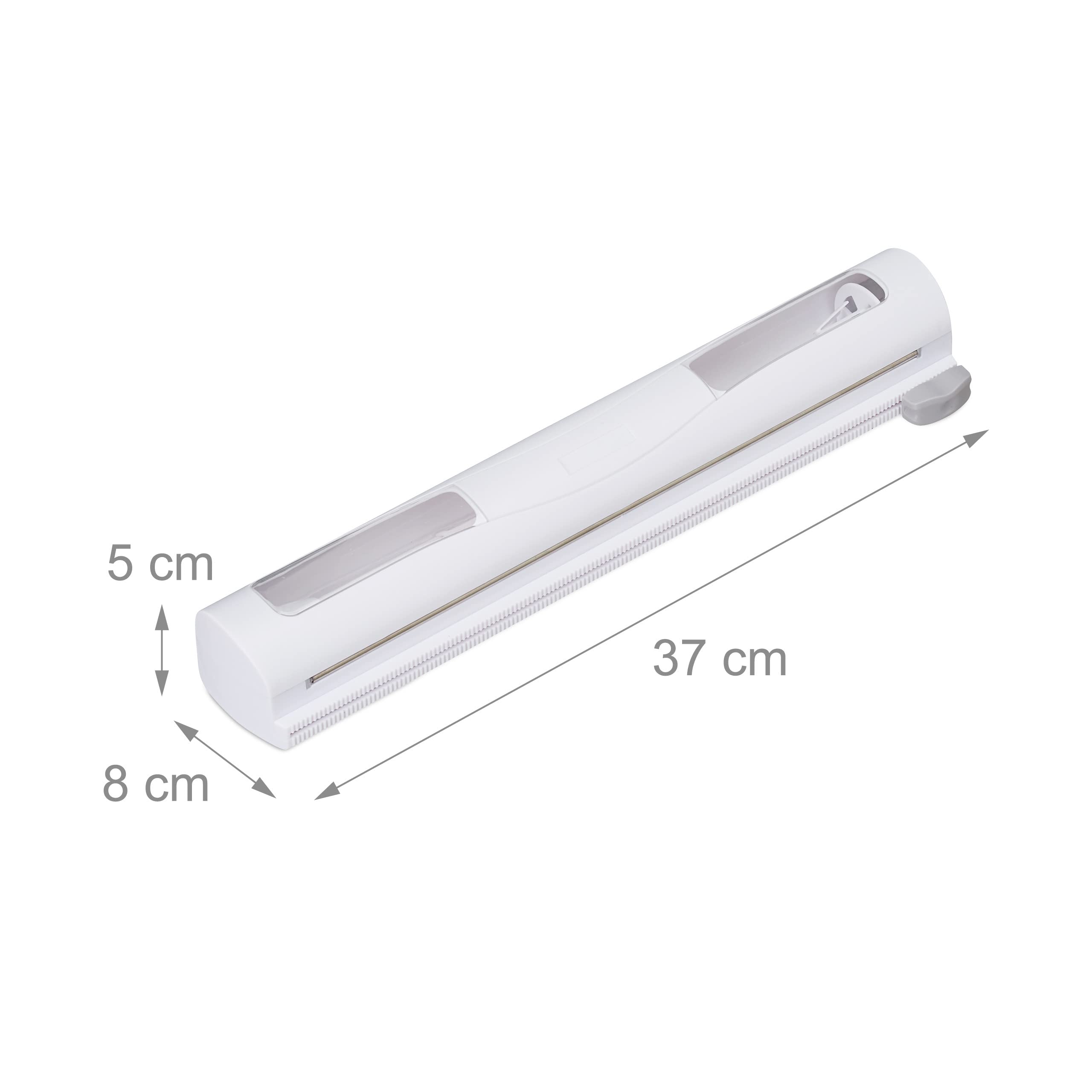 Relaxdays Taglierina da Cucina, Set da 2, Pellicole di Plastica & Alluminio, Trasparente, Taglio Netto, 5x37x8, Bianco