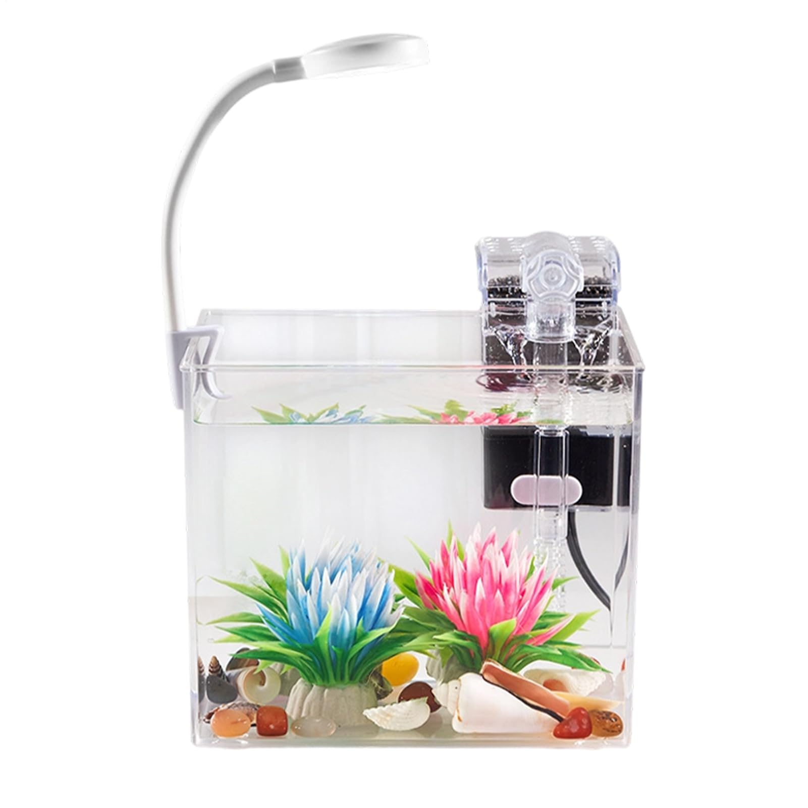 Mini Acquario, con a Clip, Base Trasparente Antiscivolo, Acquario da Tavolo per Pesci Betta, per Casa Camera da Soggiorno Appartamento Adulti e Bambini Acquariofilia Visione