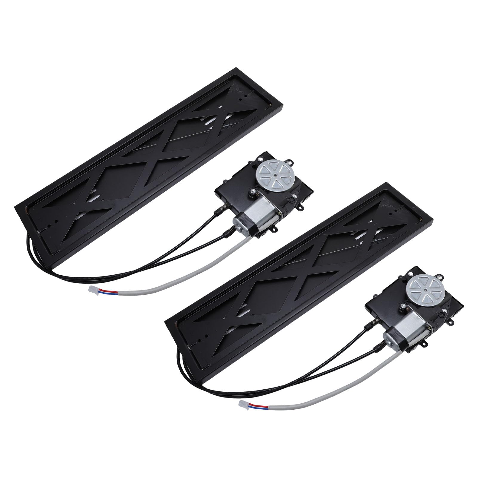 2PCS European License Plate Frame - Heavy Duty Iron Metal, Fits Euro Plates for Electric Vehicles - Includes Remote Control & Screw Kit (32.5x17cm)