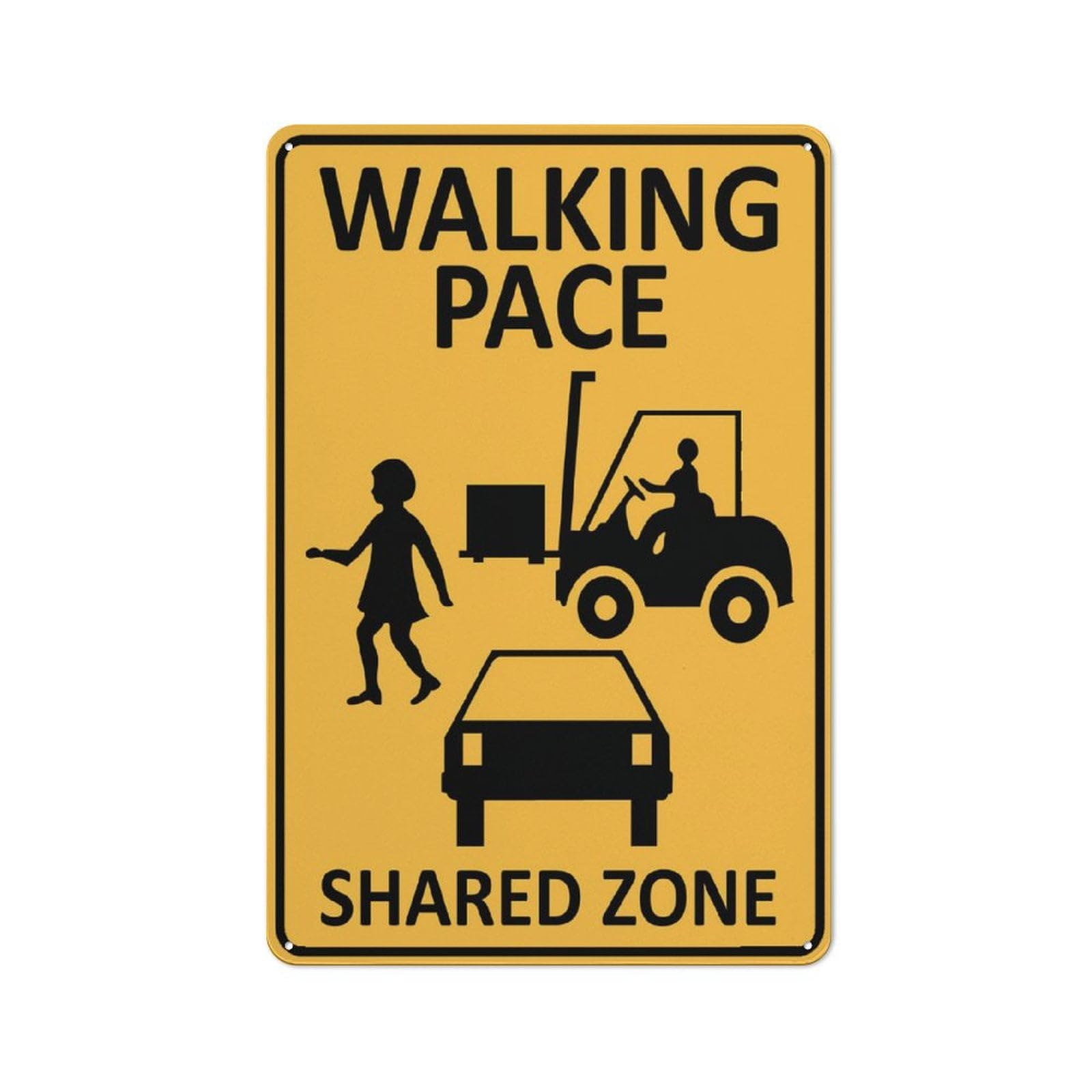 Walking Pace Shared Zone Retro for Home Garage Farm Garden Bar Coffee Kitchen Wall Decor Tin Sign 8x12 Inch