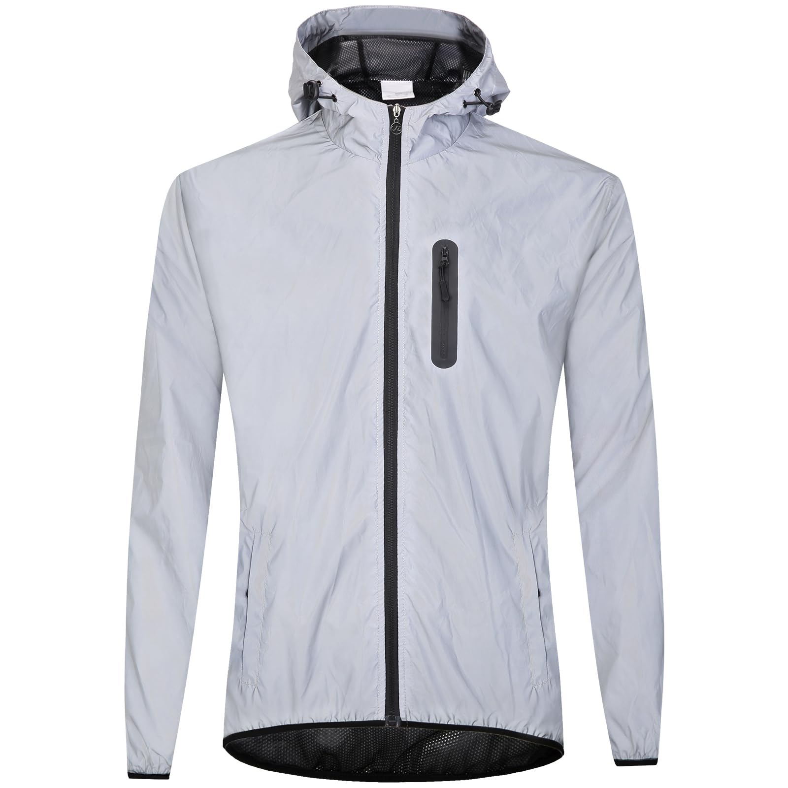 Veste Vélo Réfléchissant Femme Haute Visibilité Homme Imperméable avec Capuche Respirante Cycliste Coupe Vent pour Randonnée, Course, Camping