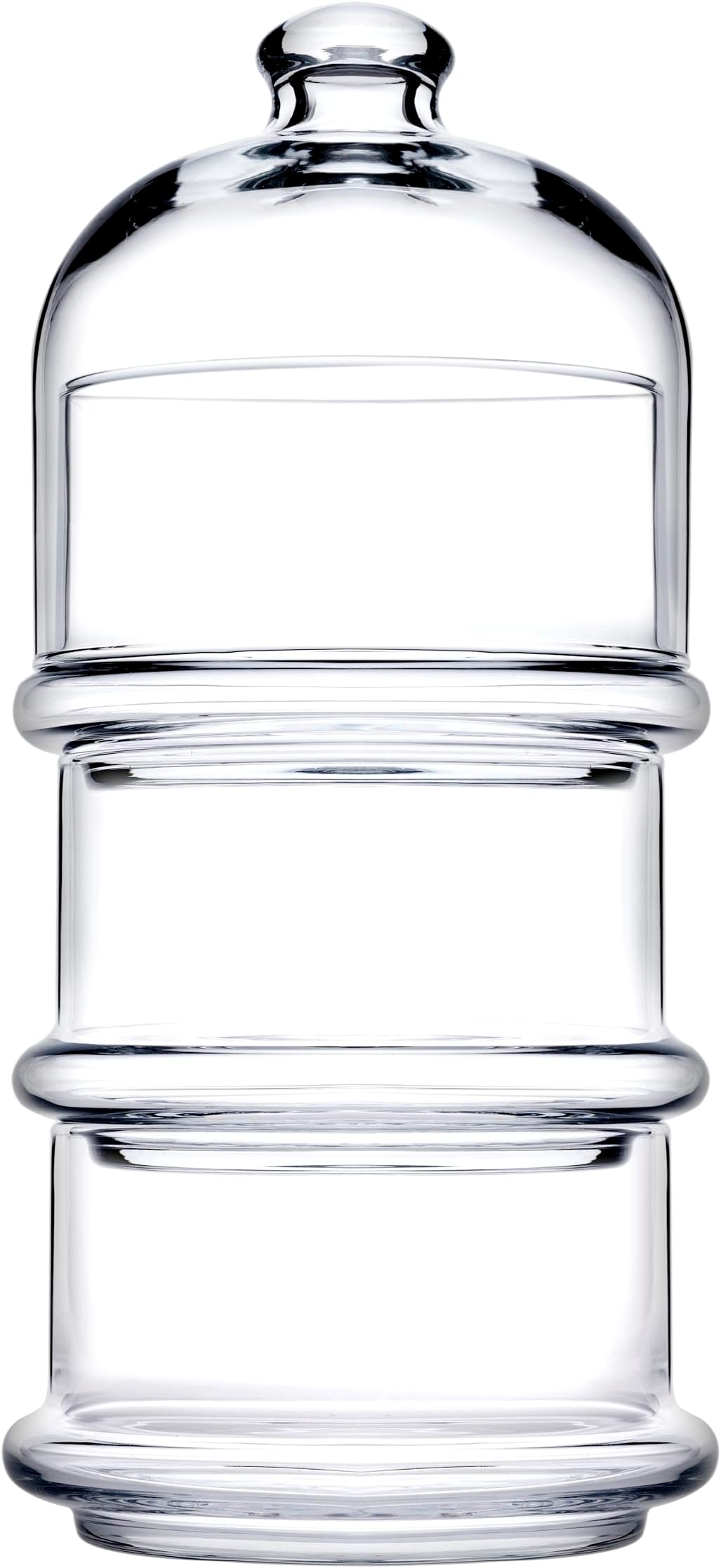 Patisserie Basic Set of 3 Stackable Domed Containers, Glass, Transparent, 9cm (W) x 22 cm (H), 9x22 cm