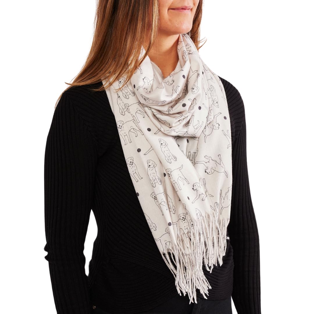 Dog Print Scarf, Lightweight Scarfs Wrap For DogLovers, Scarves and Wraps with Ouline Design, Gift for Dog-Lovers, Gifts for Women (Labrador)