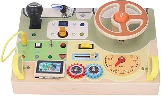 ZJchao Roller Coaster Toys for Toddlers, Wooden Toys for 3 Year Old Boys Wooden Steering Wheel Toy Steering Wheel Board Toy Wood Sensory Activity Board
