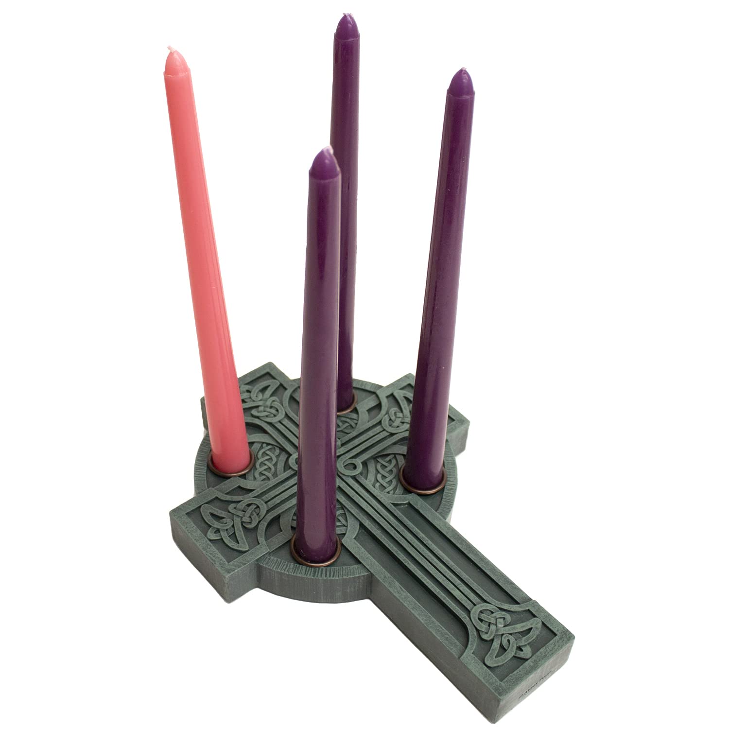 Abbey Gift Celtic Cross Advent Candleholder with Candles, Multi