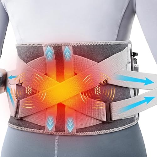 comfheat Cordless Heating Pad with Vibration Massage for Back Pain Relief, 10000mAh Long Lasting Battery Portable Lower Back Massager Heated Back Brace Father's Day Gifts, for Dad Mom, Fits Size S/M