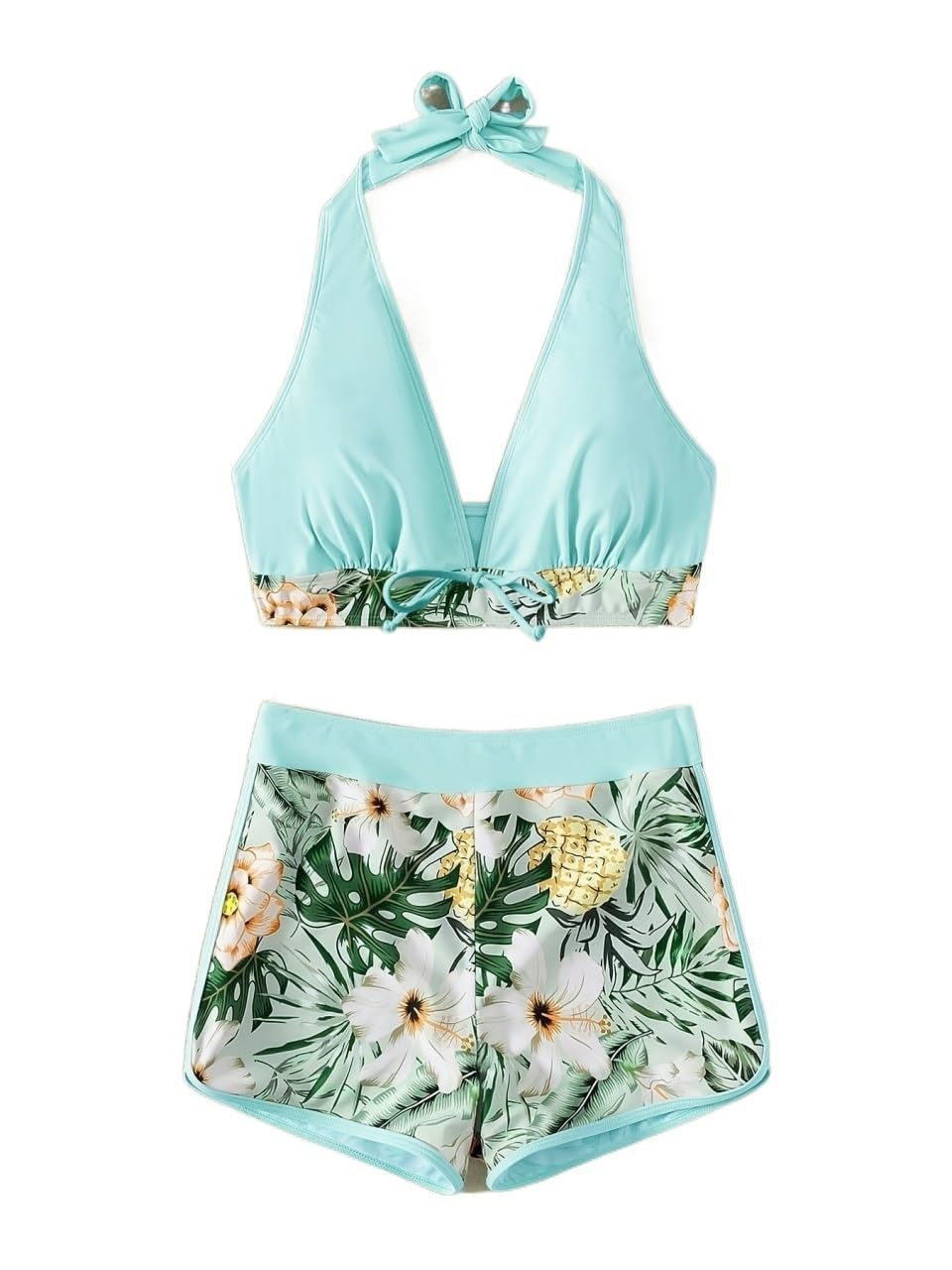 Costume da Bagno Allacciato Allacciato Stampato Donna Sexy Vita Alta Pantaloncini Push-up Bikini Costume da Bagno Costume da Bagno da Spiaggia Senza Schienale (Color : Print10, Size : XL)