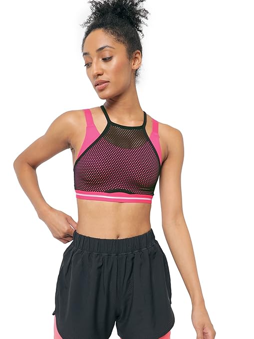 FormFit Cleo Mesh Sports Bra | High-Coverage | Workout Bra for Women
