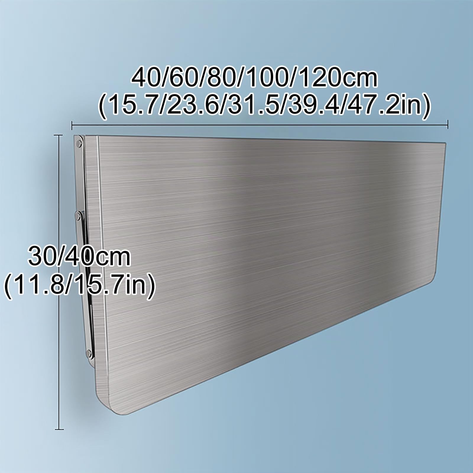SARKEY Klappbarer Wandtisch, Wandklapptisch Aus Rostfreier Stahl,Wandklapptisch Wand Montierter Klapptisch Schwimmender Schreibtisch Esstisch Küchentisch Buffettisch (Size : 80 * 30cm(31 * 12in))