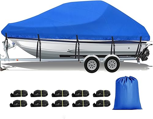 Funda para barco de 14 a 16 pies, impermeable, lona Oxford, ligera, poliéster, ajuste bajo, pesca, casco en V, velero, tricasco, lancha para