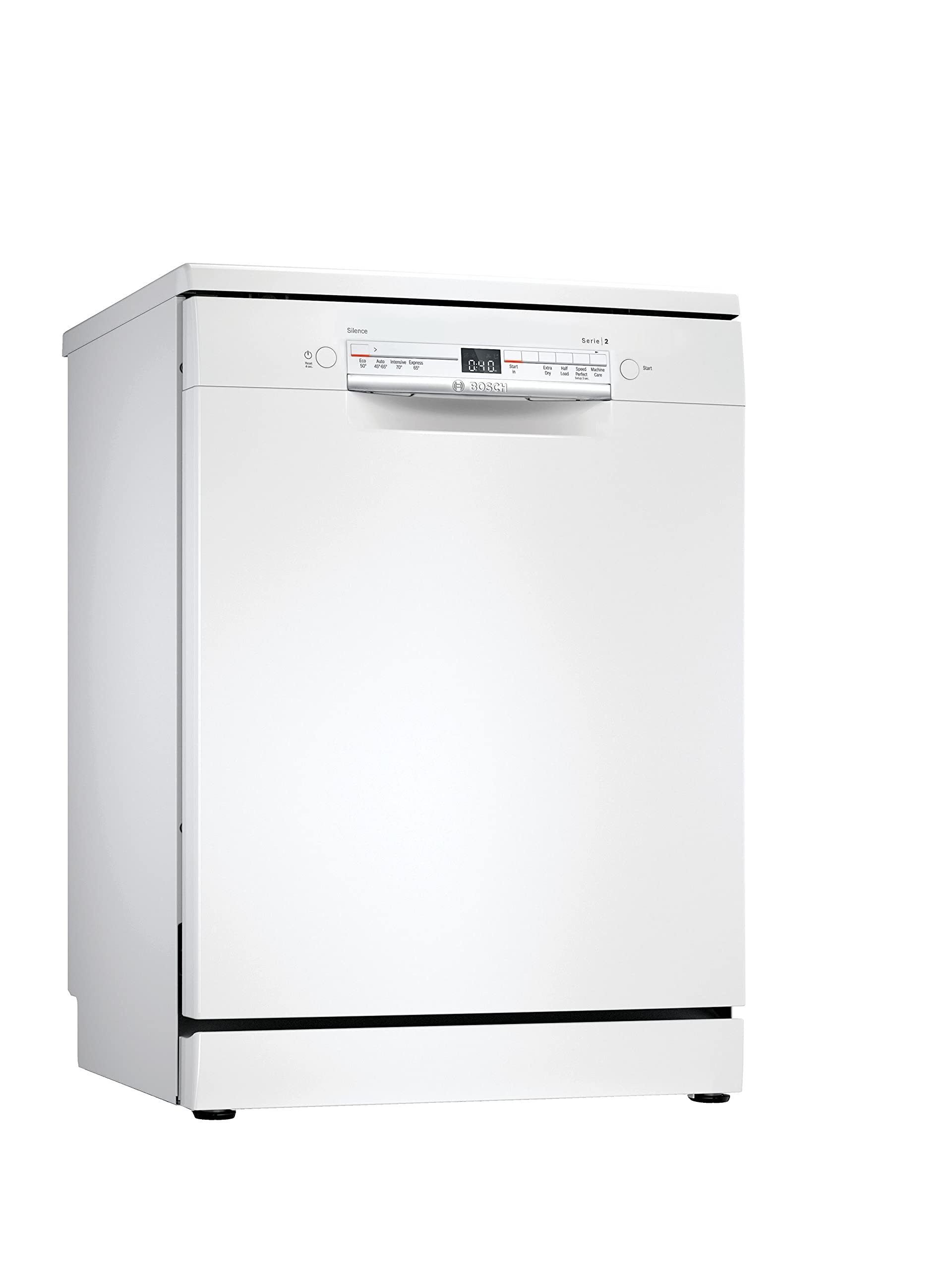 Bosch Home & Kitchen Appliances SGS2ITW41G Serie 2 Freestanding Dishwasher, ExtraDry, Glass Protection, Height Adjustable Top Basket, DosageAssist and Load Sensor, 12 place settings, 60cm wide - White
