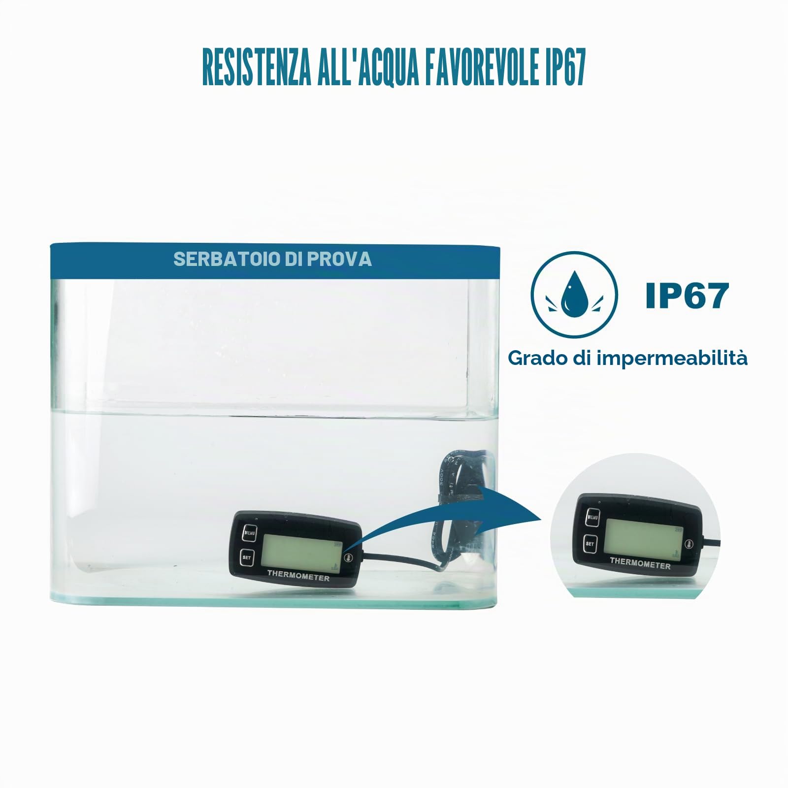 Indicatore della temperatura del motore LCD digitale Runleader, avviso di sovratemperatura, display retroilluminato verde, batteria sostituibile per il generatore Moto fuoribordo ATV motoslitta