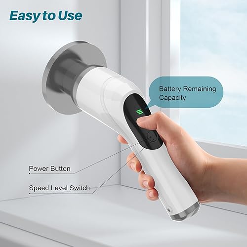 Miniatura 7 de Limpiador eléctrico giratorio para limpieza cepillo de fregar inalámbrico con mango de extensión y velocidades ajustables - Depuradores eléctricos