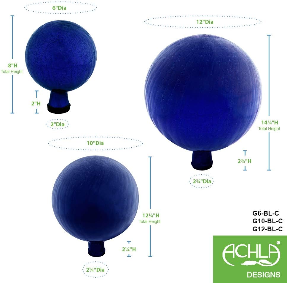 Achla Designs 12-Inch Crackle Gazing Globe Ball, Blue