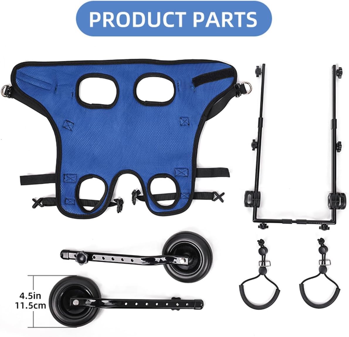 Fauteuil roulant réglable pour chien Membre postérieur Patte postérieure Handicapé Chat Chien Aide à la mobilité Chariot Jambes Réhabilitation Outils de marche légers pour animaux,XS