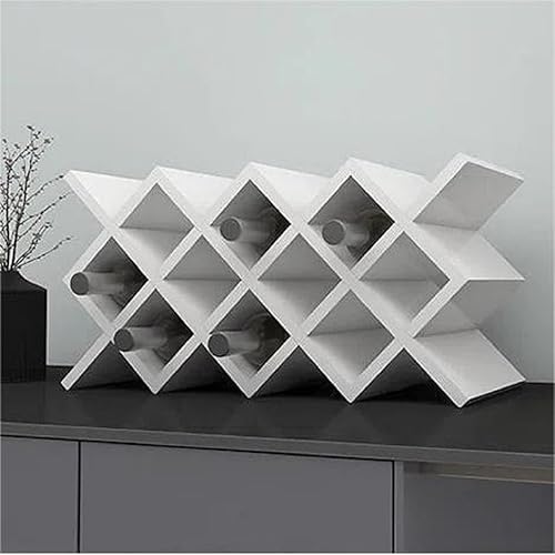 Miniatura 3 de Gdrasuya10 Estantes de vino blanco para encimera para 10 botellas, soporte de madera para botellas de vino, estante de vino de mesa, estante