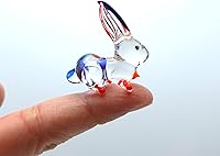 Vista 14 de Micro figuras de conejo de vidrio soplado a mano, animales, regalo coleccionable para decoración del hogar (negro rosa)