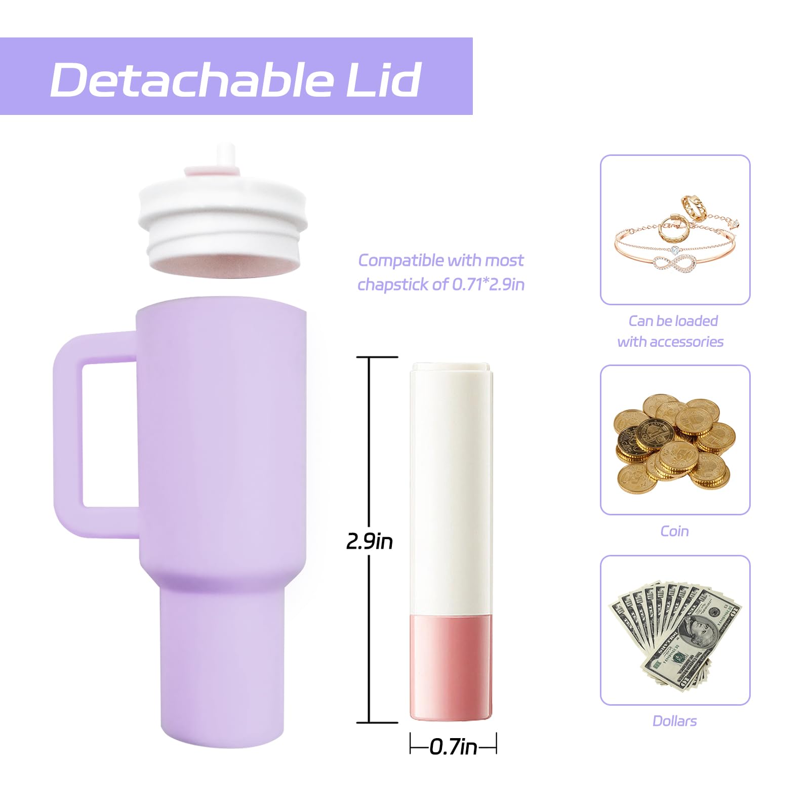 Mini llavero de vaso con soporte para chapstick, accesorios para llavero Stanley, bolsos de mujer, mochilas, bonito llavero