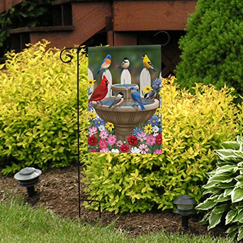 Birdbath Gathering Spring Garden Flag Floral Birds 12.5" X 18" Briarwood Lane #TOP3