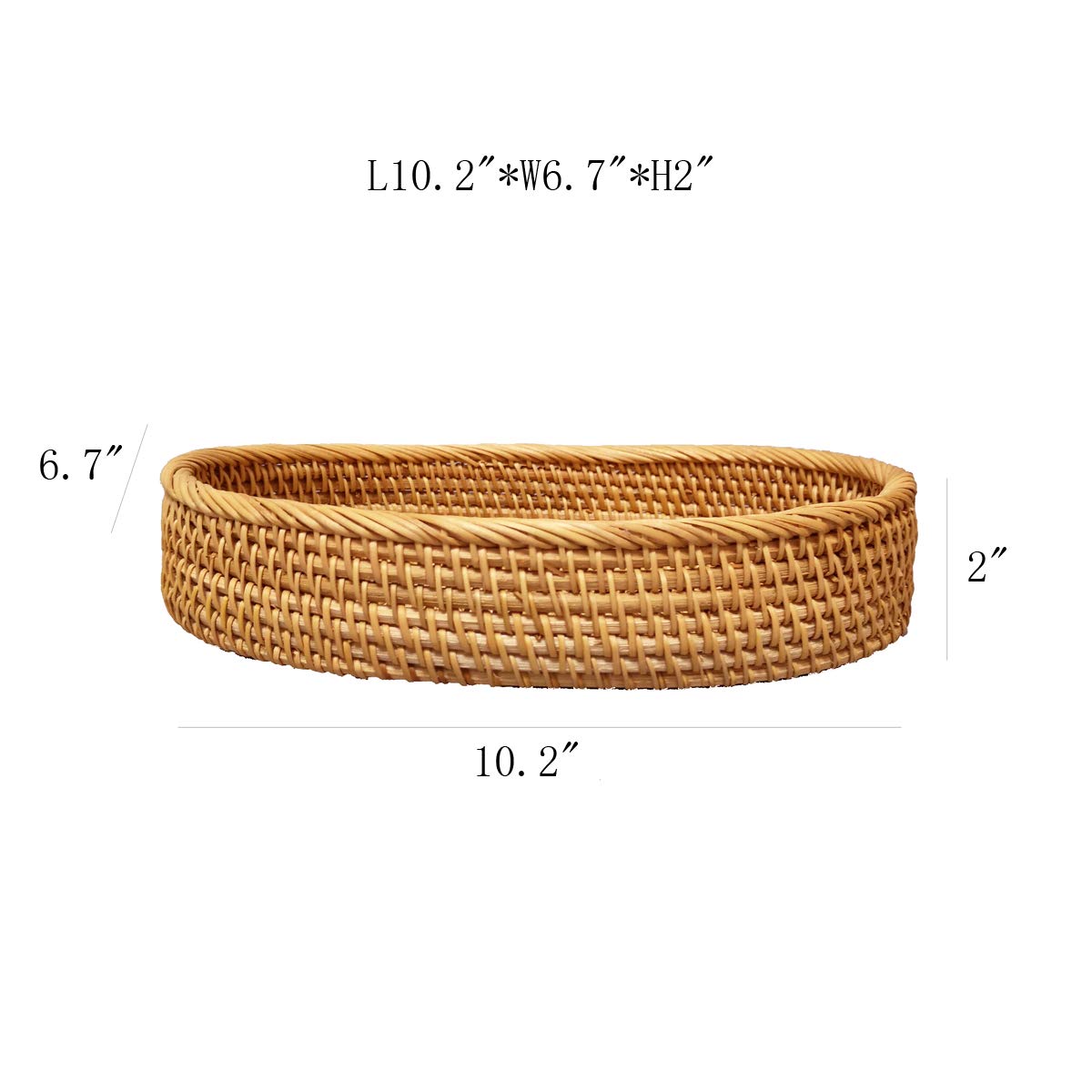 I-lan Rustic Rattan Oval Serving Bowls - 10.2