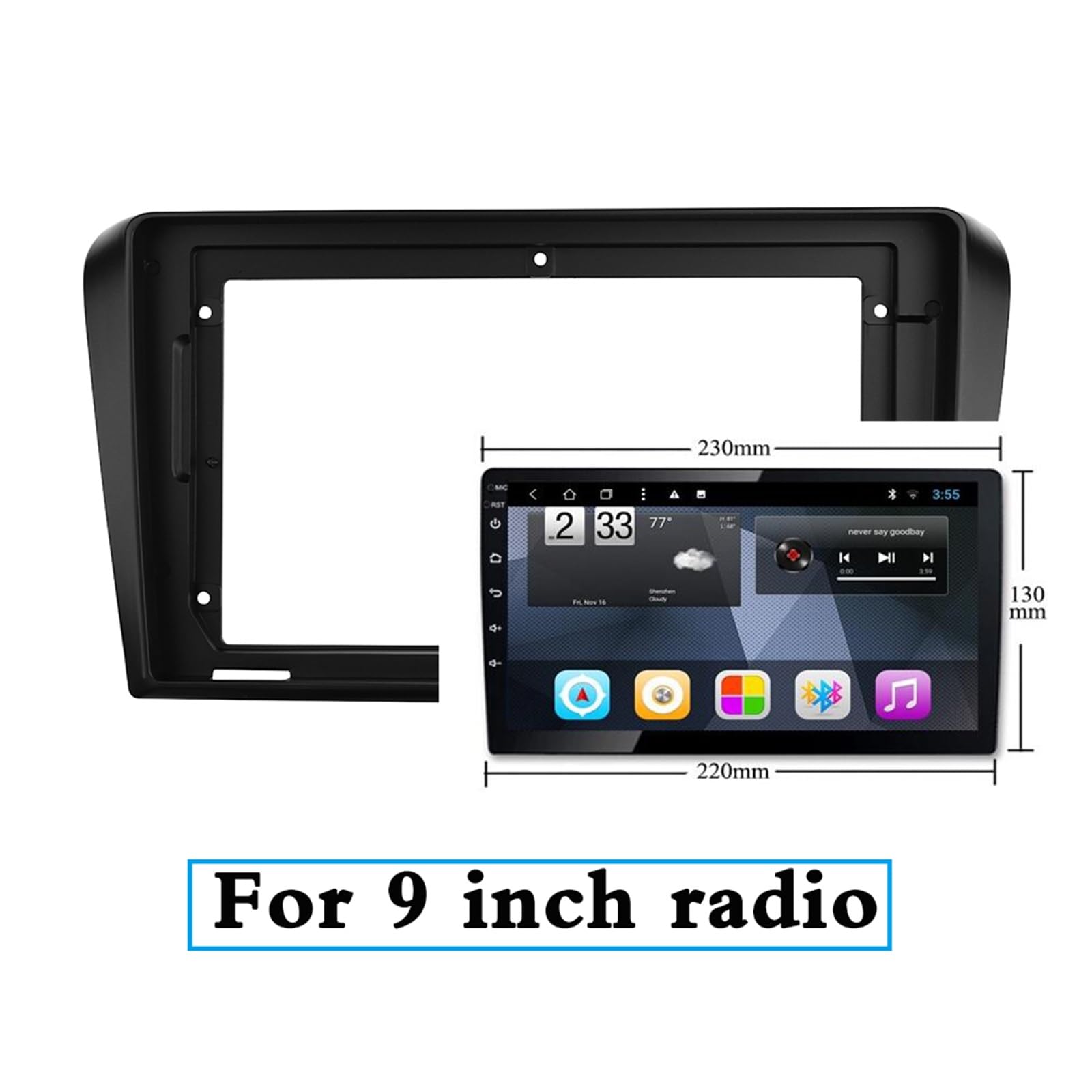 9-calowa konsola radiowa dwudinowa deska rozdzielcza instalacja wykończenia zestaw montażowy ramka CD DVD ramka stereo panel, dla Mazda, 3 2004-2008 Rama deski rozdzielczej radia samochodowego