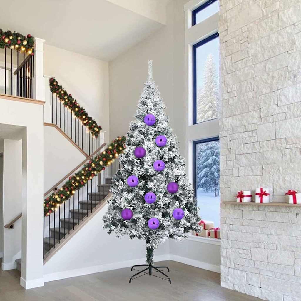 Weihnachtsbaumschmuck Set XXL 4 Stück Lila Kunststoff elegante Kugeln minimalistisch dekorativ für festliche Weihnachtsdeko im Innen- und Außenbereich