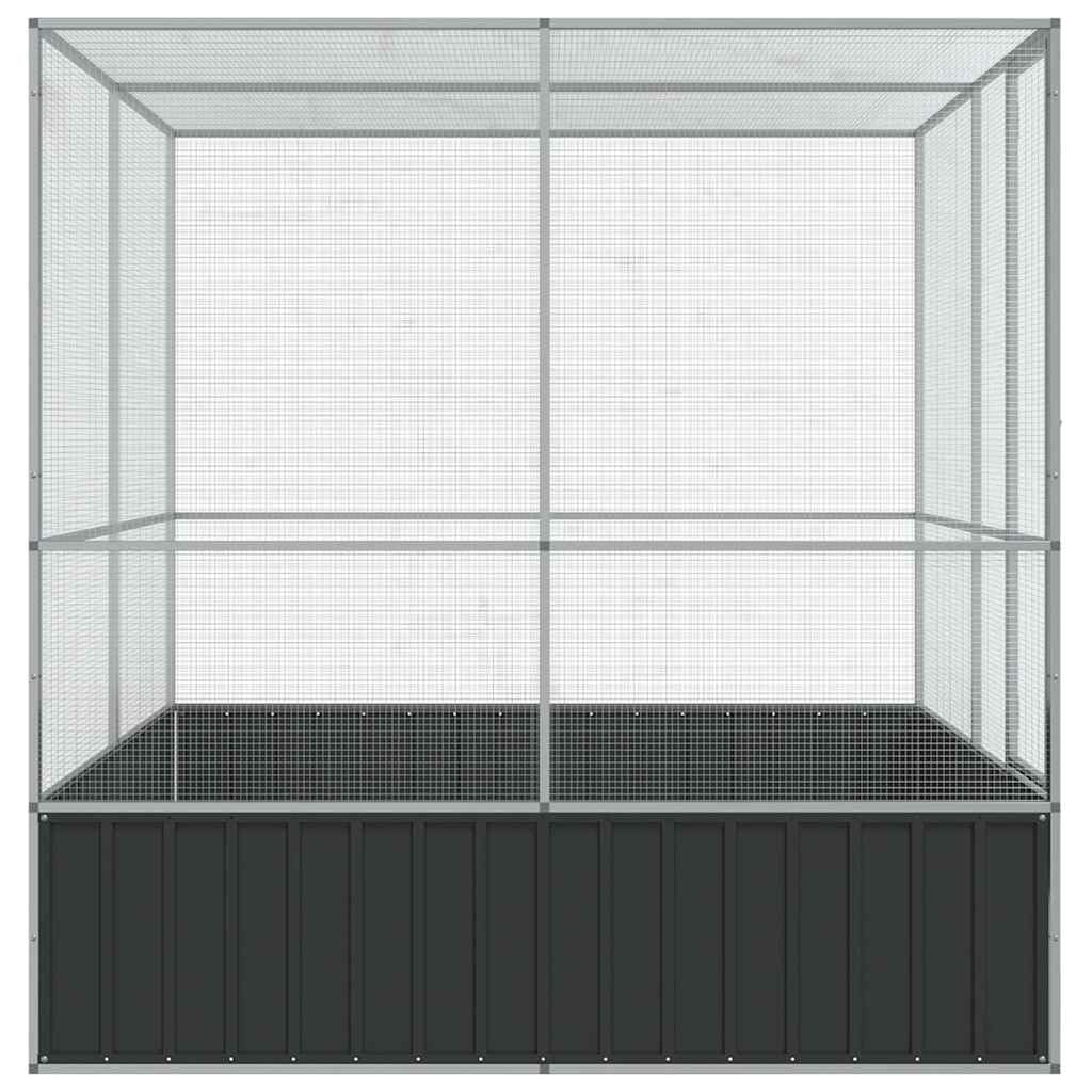 SKM Voliere Silbern 211x207x212 cm Stahl,Tier- & Haustierbedarf,Haustierbedarf,Vogelbedarf,Vogelkäfige & -ständer,Silber,48.4KG,172584