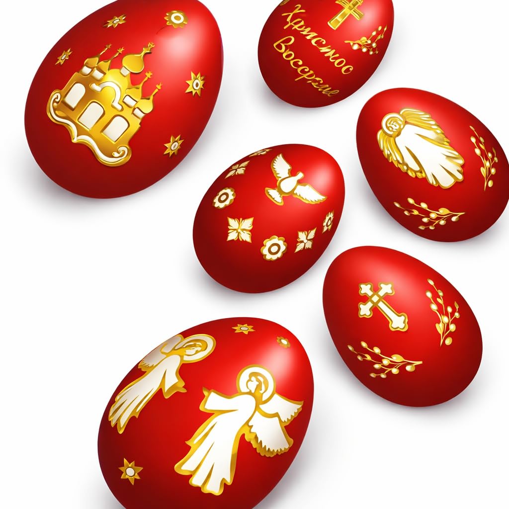 Greek Red Easter Egg Dye for Greek Orthodox Traditional Easter – Up to 20 Eggs - Red Color with 2 pcs Decorating Stickers of Pigeons & Angels - Ukrainian Pysanka Pysanky Supplies