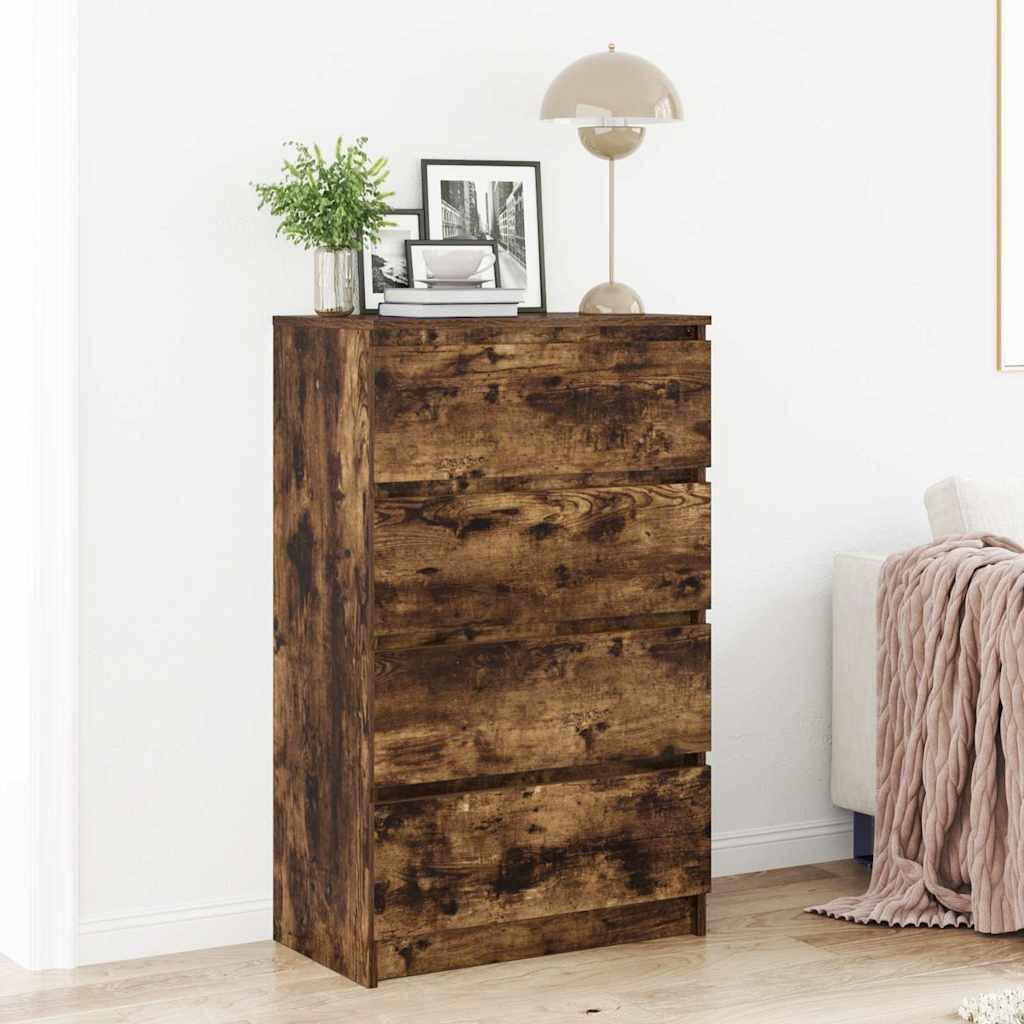 Credenza in rovere affumicato, 60 x 35 x 98,5 cm, con 4 cassetti