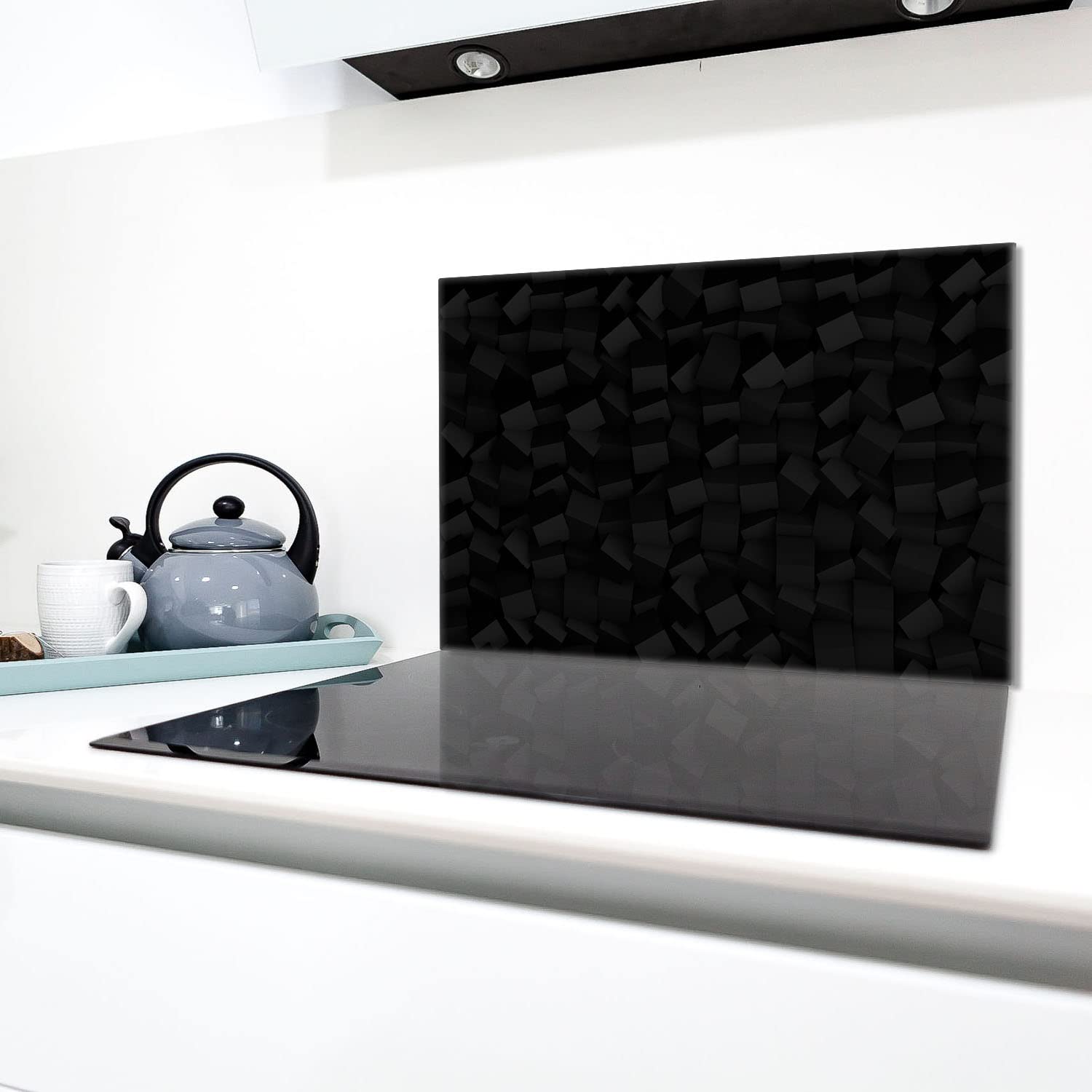 Copri piano cottura induzione 80x52 cm copertura per piano cottura in vetroceramica 1 pezzi universale per piastre di cottura paraspruzzi tagliere in vetro temprato, Modello nero