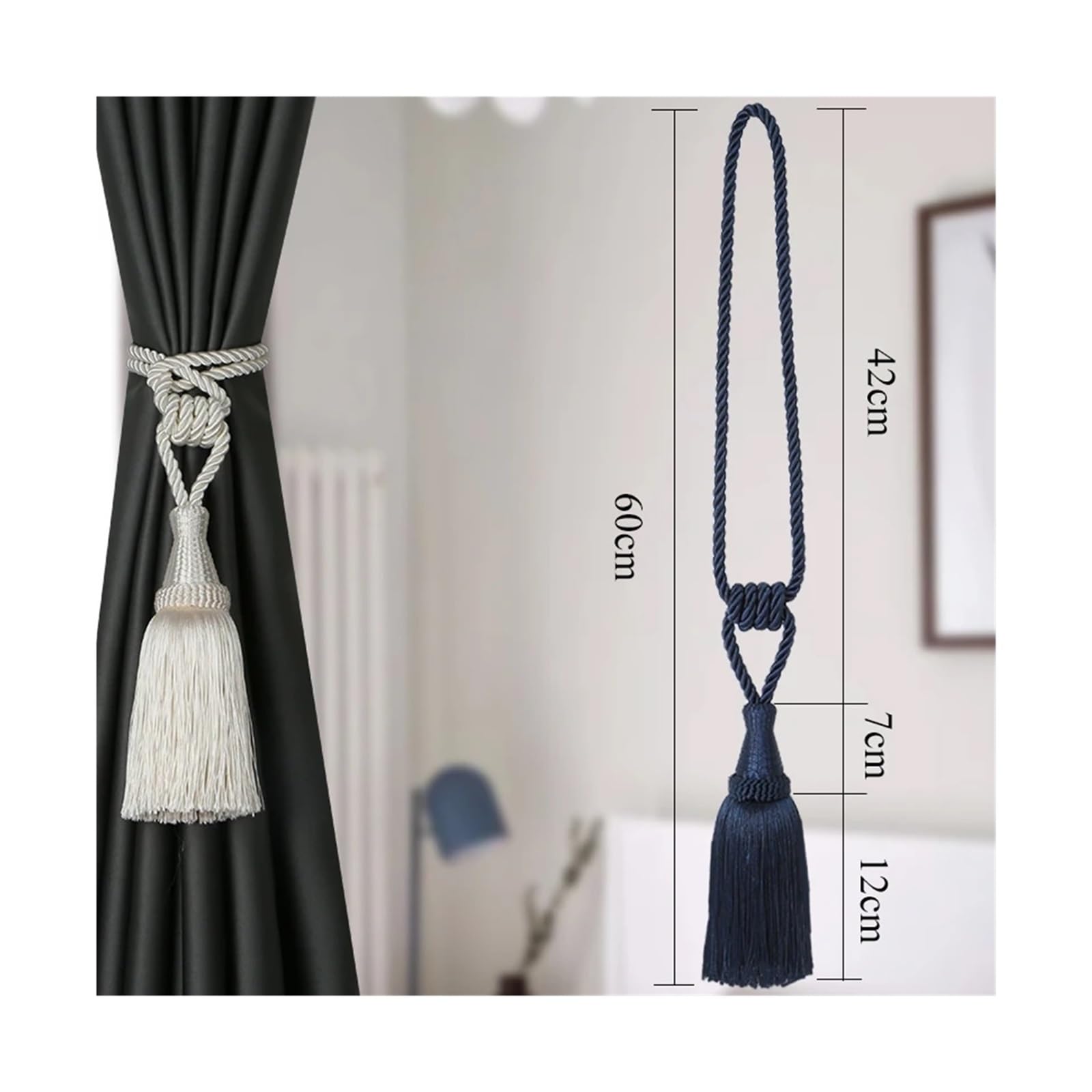 1/2 stücke Quaste Vorhang Raffhalter Zimmer Zubehör Halter Vorhänge Seil Holdback Wohnkultur(Dark Beige,2PCS)