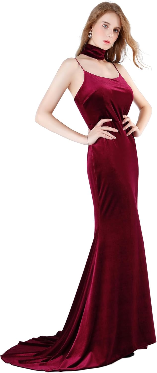 Ababalaya Women's Luxurious Velvet Long Formal Dresses for Winter/Fall Wedding Cocktail Party Dresses