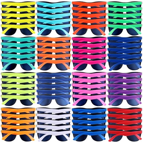 80 Pack 16 Colors Neon Party Sunglasses Bulk, 80's Style Sun Glasses for Adults and Kids, Party Favors for Summer Pool Party Supplies, Carnival, Beach, Classroom Prize, Birthday, Goody Bag Stuffers